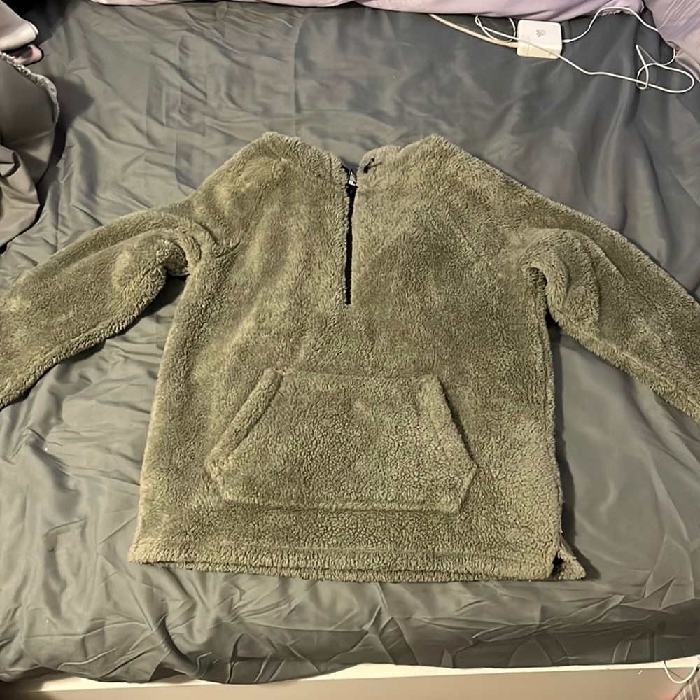Green quarter zip Sherpa